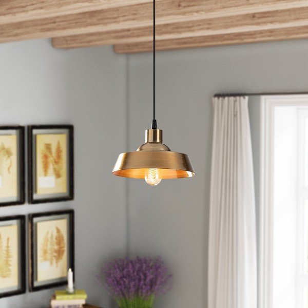 Kabantis šviestuvas auksinės spalvos ø 22 cm su metaliniu gaubtu Berceste – Opviq lights-image-1