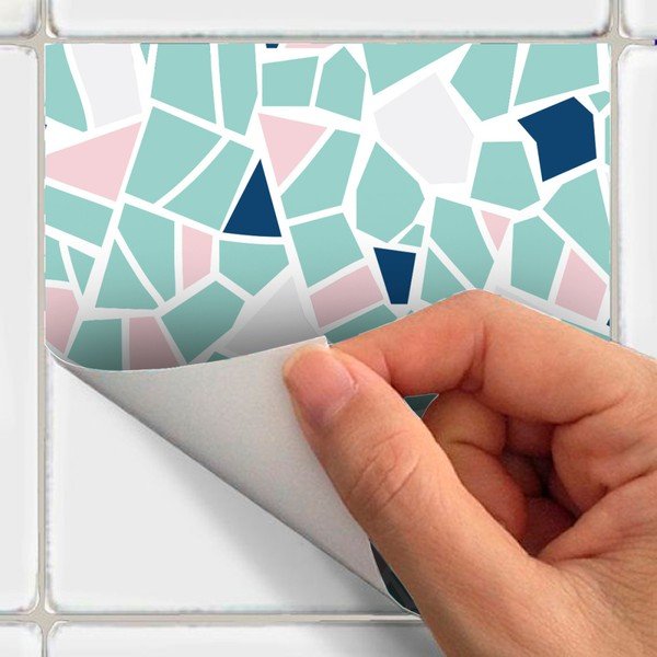 24 sieninių lipdukų rinkinys Ambiance Cement Tile Stickers Terrazzo Aqua, 15 x 15 cm-image-1