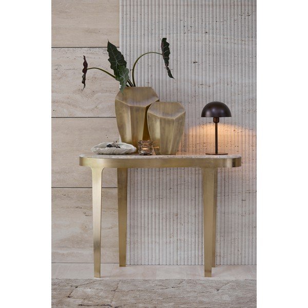 Bronzinės spalvos/taupe spalvos su marmuriniu stalviršiu konsolinis staliukas 40x110 cm Giulio – Light & Living-image-1
