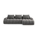 Pilkos spalvos iš velveto sulankstoma/su sandėliavimo vieta kampinė sofa (su dešiniuoju kampu/su gultu) Linz – Cosmopolitan Design