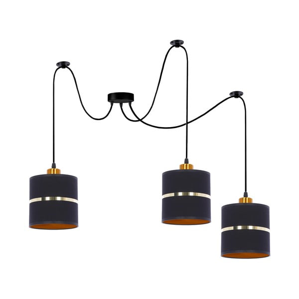 Kabantis šviestuvas juodos spalvos ø 15 cm su tekstiliniu gaubtu Assam – Candellux Lighting