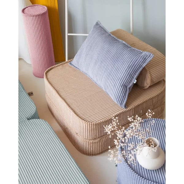 Mėlynos spalvos iš kordinio velveto vaikiška sofos pagalvėlė Bolster – Wigiwama-image-1