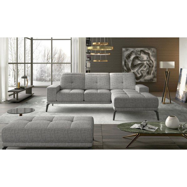Pilkos spalvos kampinė sofa (su dešiniuoju kampu/su gultu) Torrense – ELTAP-image-1