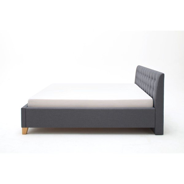 Pilkos spalvos dvigulė lova audiniu dengta be grotelių 140x200 cm Lucca – Meise Möbel-image-4