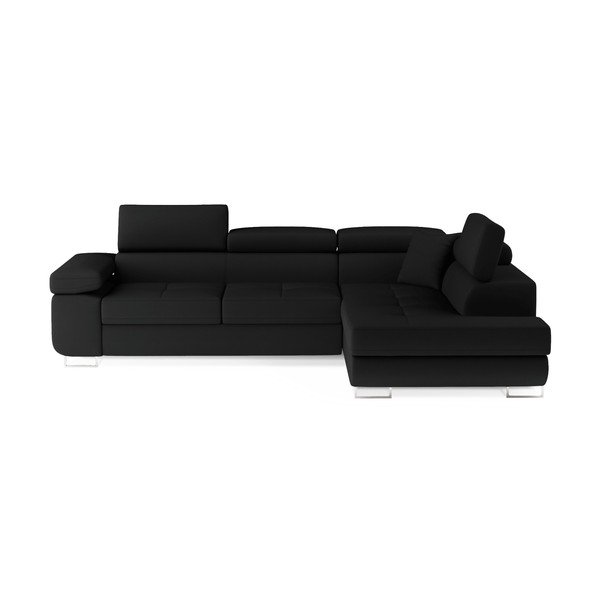 Juodos spalvos sulankstoma/su sandėliavimo vieta kampinė sofa (su dešiniuoju kampu/„L“ formos) Anton – ELTAP
