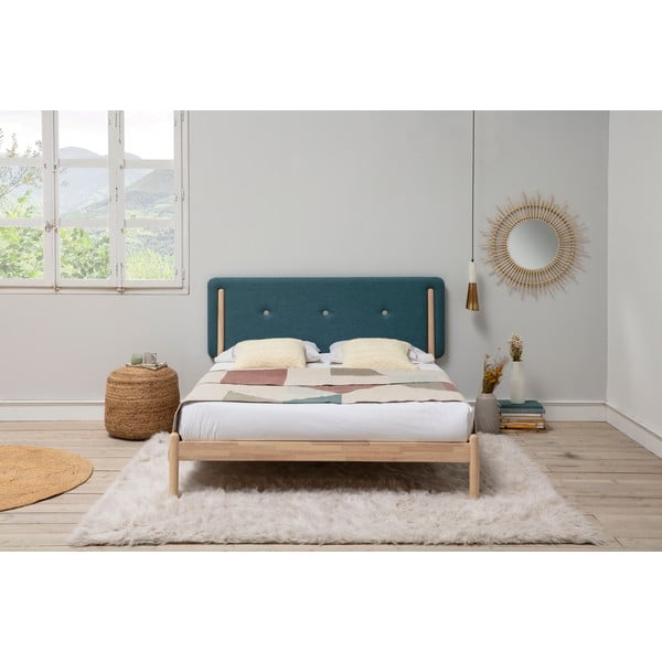 Medinė lova su turkio mėlynos spalvos galvūgaliu Marckeric Annie, 160 x 200 cm-image-1