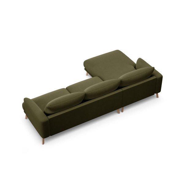 Žalios spalvos kampinė sofa iš velveto (su kairiuoju kampu/su gultu) Naomi – Micadoni -image-3