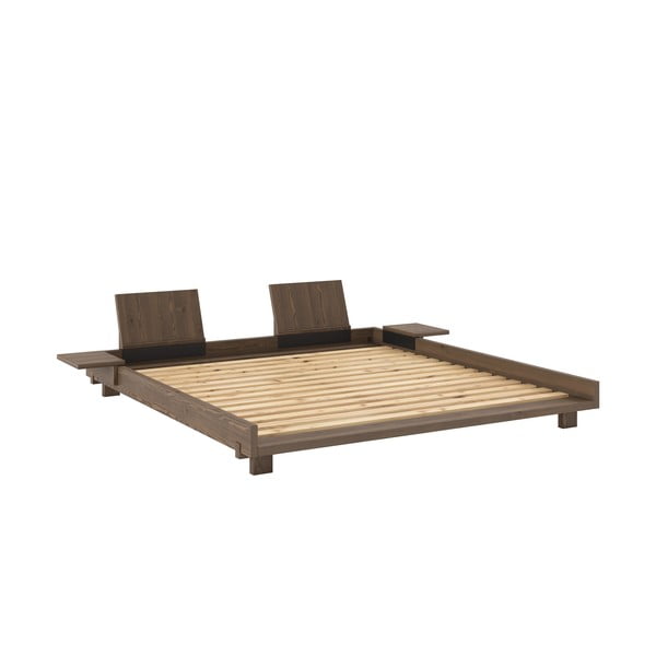 Rudos spalvos iš pušies masyvo dvigulė lova su lovos grotelėmis 180x200 cm Social – Karup Design