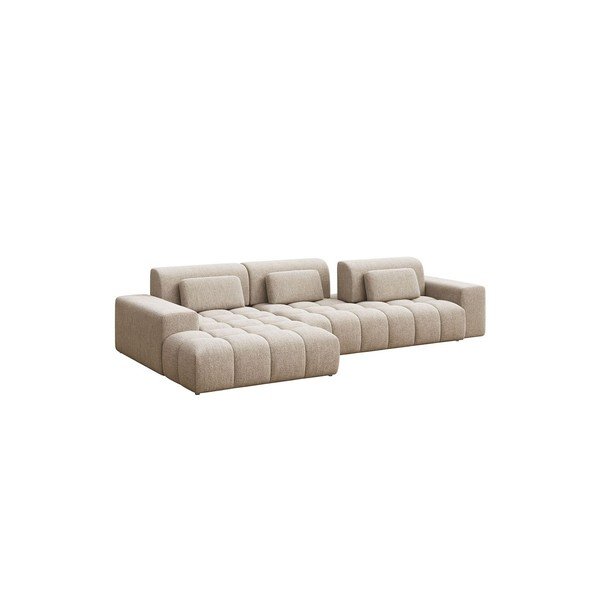 Smėlio spalvos iš šenilinio audinio kampinė sofa (su kairiuoju kampu/su gultu) Chevi – Ghado-image-3