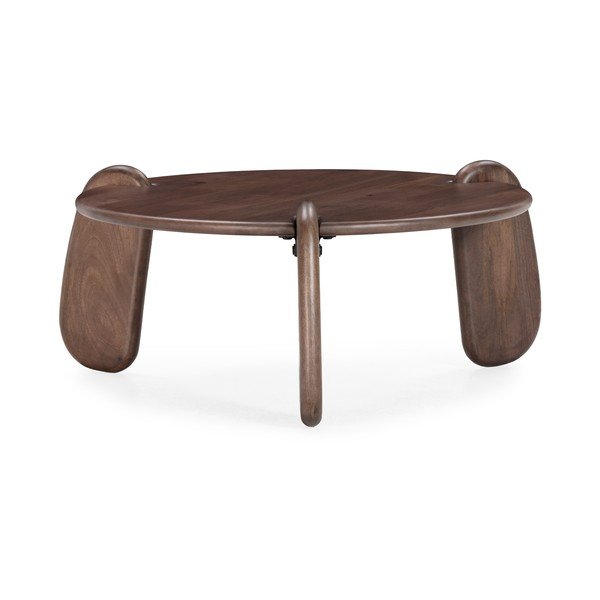 Tamsiai rudos spalvos iš mango masyvo apvalios formos kavos staliukas ø 80 cm Tamira – MOME