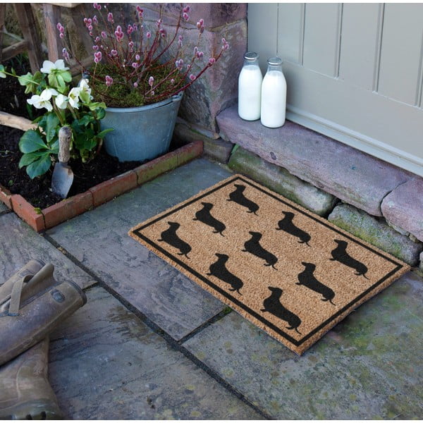 Iš kokoso pluošto grindų kilimėlis 40x60 cm Dachshund – Artsy Doormats-image-1