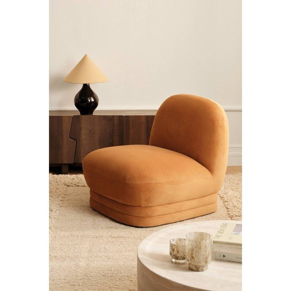 Oranžinės spalvos krėslas iš velveto Cocos – Ellos Home-image-1