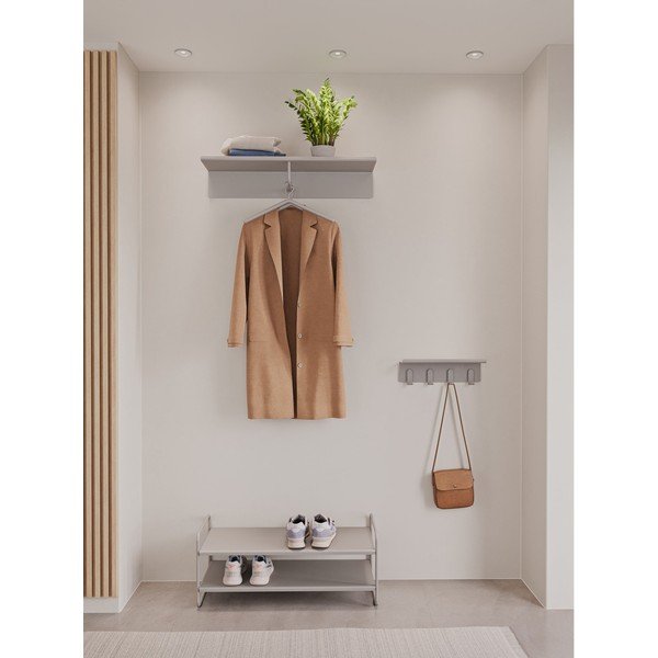 Šviesiai pilkos spalvos iš plieno sieninė lentyna su lentyna 11,5 cm A-Hallway – Zone-image-1