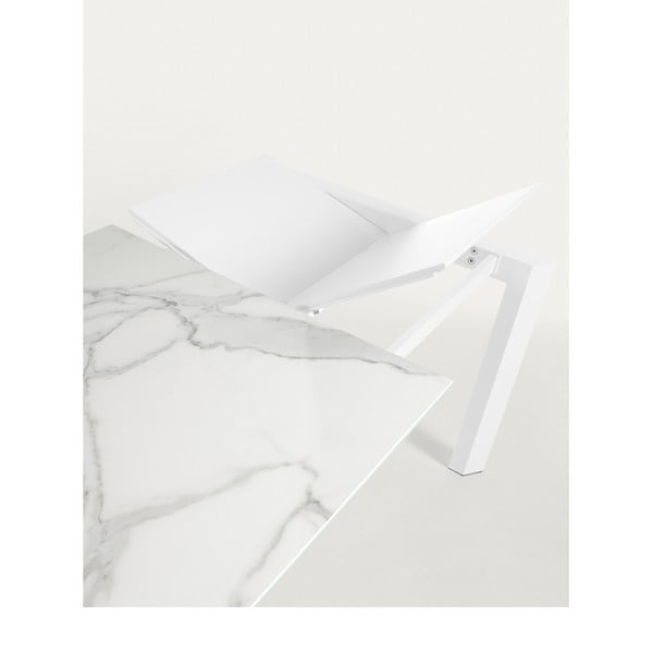 Prailginamas valgomojo stalas su papildomu stalviršiu su marmuro dekoro stalviršiu 80x120 cm Axis – Kave Home-image-1