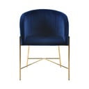 Tamsiai mėlyna kėdė su aukso spalvos kojomis Interstil Nelson