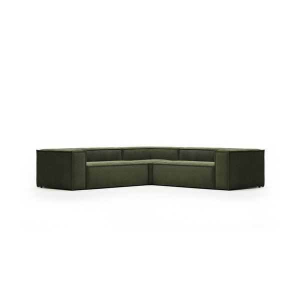 Iš kordinio velveto kampinė sofa žalios spalvos (kintama) Blok – Kave Home