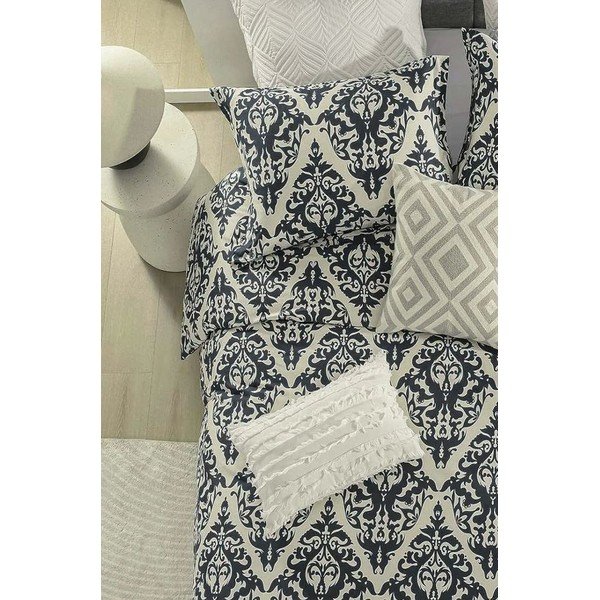 Iš ranforce medvilnės dvigulė/itin ilga patalynė juodos spalvos/smėlio spalvos su paklode/4 dalių 200x220 cm Damask – Mila Home-image-2