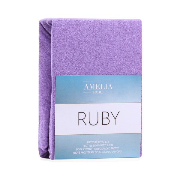 Violetinė elastinga paklodė dvigulėms lovoms "AmeliaHome Ruby Purple", 220-240 x 220 cm-image-2