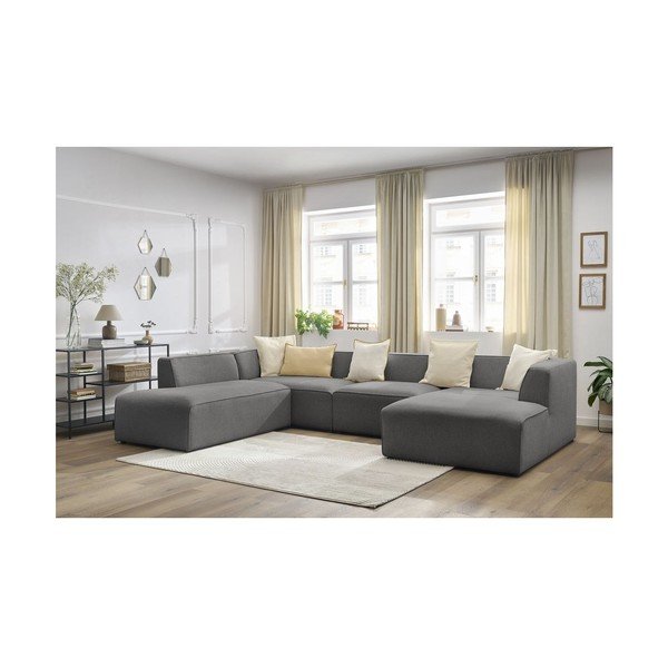 Tamsiai pilkos spalvos modulinė kampinė sofa (su kairiuoju kampu/„U“ formos) Megeve – Bobochic Paris-image-3