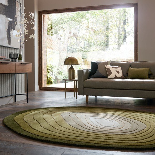 Rankų darbo žalios spalvos iš vilnos kilimas 200x290 cm Puddle Ombre  – Flair Rugs-image-1