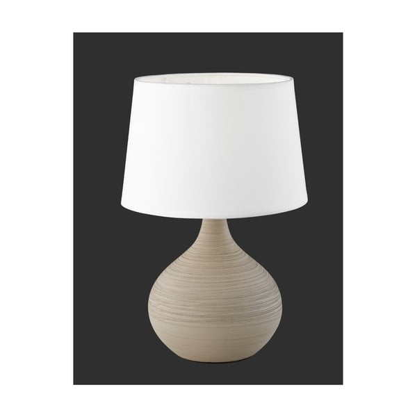 Baltos ir rudos spalvos keramikos ir audinio stalinis šviestuvas Reality Martin, 29 cm aukščio-image-4