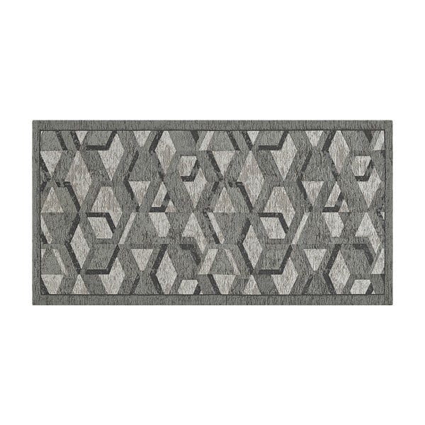 Veliūrinis juodos ir pilkos spalvos kilimas Floorita Velour Hypnotik, 55 x 140 cm-image-2