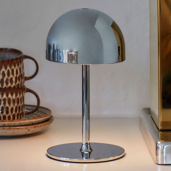 Sidabrinės spalvos stalinis šviestuvas LED su nuotolinio valdymo funkcija (aukštis 22 cm) su metaliniu gaubtu Tim – Sirius-image-1