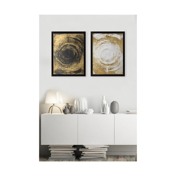 2 paveikslų rinkinys Tablo Center Circles Golden-image-1