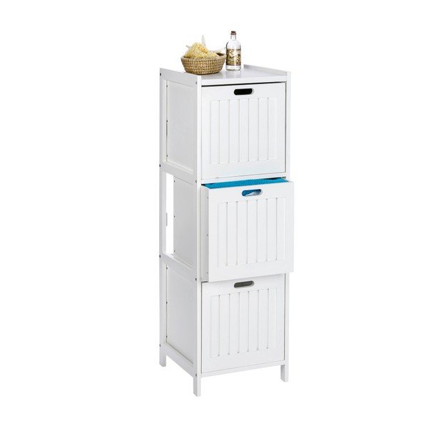 Balta medinė vonios kambario spintelė su 3 stalčiais Wenko Oslo-image-2