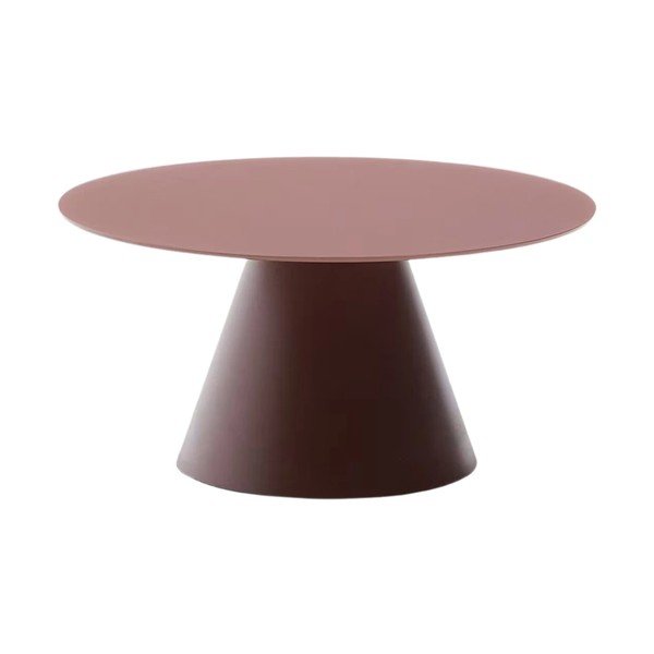 Terakotos spalvos apvalios formos kavos staliukas su stikliniu stalviršiu ø 80 cm Wilshire – Kave Home