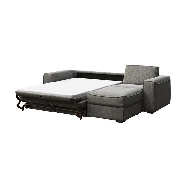 Pilkos spalvos kampinė sofa-lova Mesonica Munro, dešinysis kampas, 308 cm-image-3