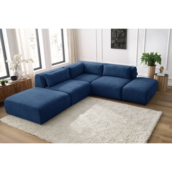 Tamsiai mėlyna kampinė sofa (kintama) Jeanne - Bobochic Paris-image-1