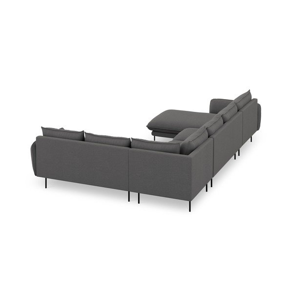 Tamsiai pilkos spalvos U formos sofa Cosmopolitan Design Vienna, kampas dešinėje-image-4