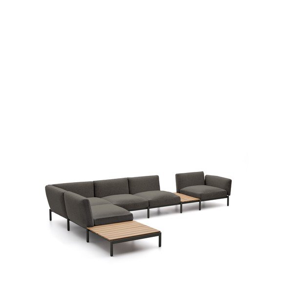 Tamsiai pilkos spalvos iš audinio sodo sofa (su kairiuoju kampu) Sorells – Kave Home