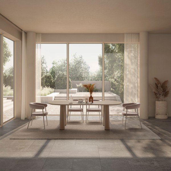 Smėlio spalvos iš audinio valgomojo kėdžių komplektas su porankiais 2 vnt. Yuri – MOME-image-2