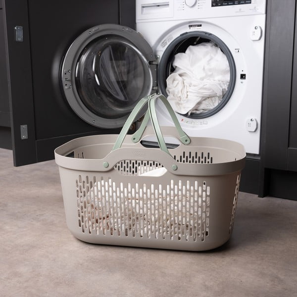 Šviesiai rudos spalvos iš plastiko skalbinių krepšys 45 l – Addis-image-3