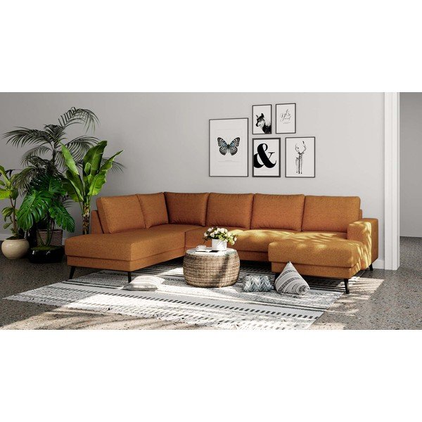Kampinė sofa oranžinės spalvos (su kairiuoju kampu) Fynn – Ghado-image-1