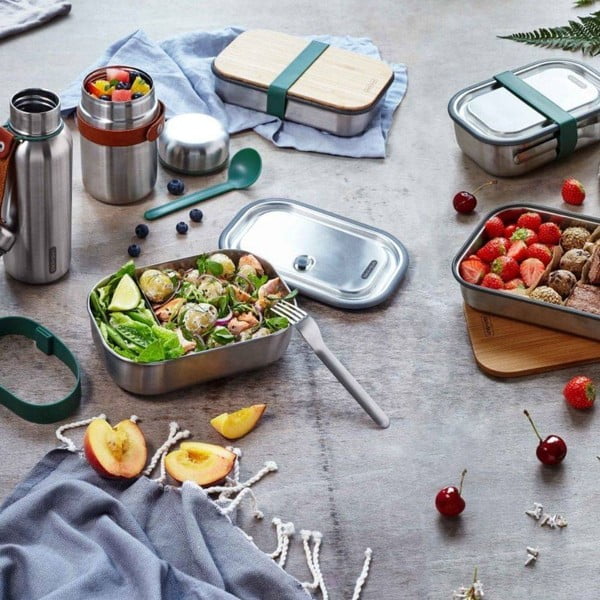 Nerūdijančio plieno užkandžių dėžutė su žaliu dirželiu Black + Blum, 1000 ml-image-1