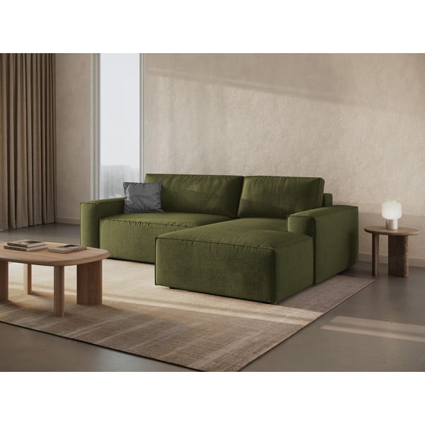 Iš boucle sulankstoma kampinė sofa tamsiai žalios spalvos (su dešiniuoju kampu) Jodie – Micadoni Home-image-1