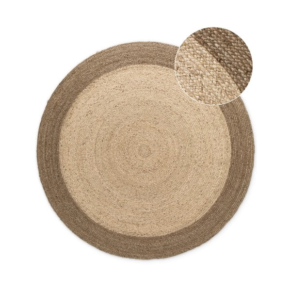 Apverčiamas/rankų darbo pilkai smėlinės spalvos iš džiuto apvalios formos kilimas ø 240 cm Jutta Greige – Hanse Home