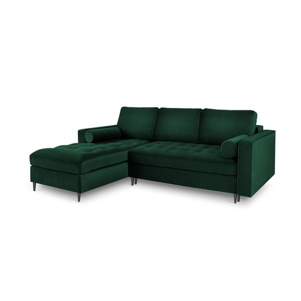 Žalia aksominė kampinė sofa-lova Milo Casa Santo, kampas kairėje-image-3