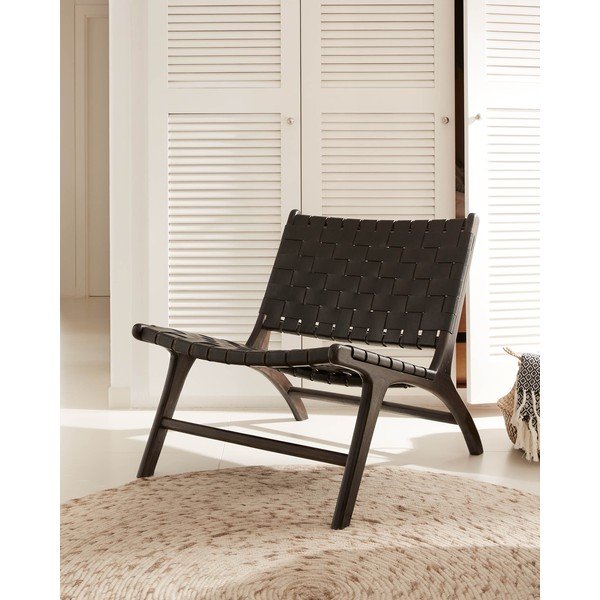 Juodas krėslas su pynimu Calixta - Kave Home-image-1