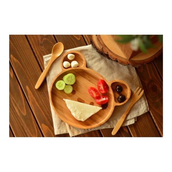 Valgomojo rinkinys vaikams iš bambuko Bambum Teddy-image-2