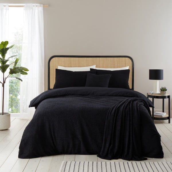 Lovatiesė juodos spalvos iš boucle dvigulei lovai 180x200 cm Cosy – Catherine Lansfield