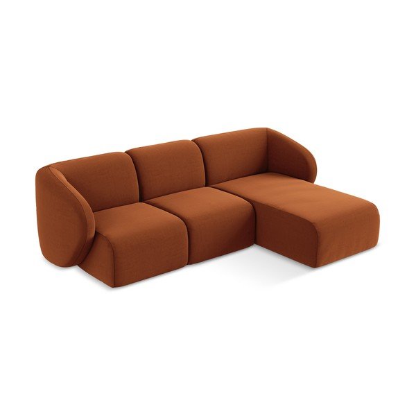 Terakotos spalvos kampinė sofa iš velveto (su dešiniuoju kampu/su gultu) Lani – Makamii-image-2