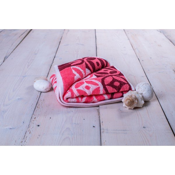 Iš medvilnės vonios rankšluostis rožinės spalvos 70x140 cm Compass – JAHU collections-image-1