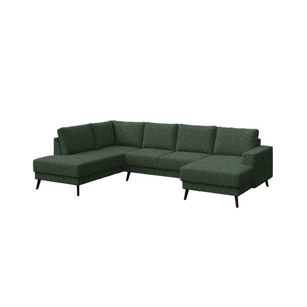 Tamsiai žalios spalvos kampinė sofa (su kairiuoju kampu/„U“ formos) Fynn – Ghado-image-2