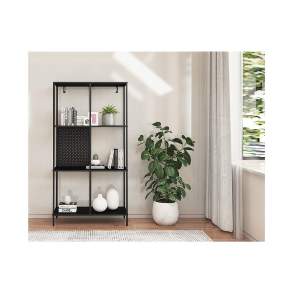 Iš metalo knygų spinta  juodos spalvos 75x144 cm Charleston – Støraa-image-3