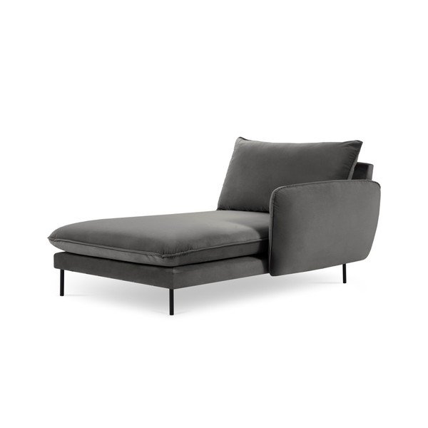 Tamsiai pilkas aksominis poilsio krėslas Cosmopolitan Design Vienna, dešinysis kampas-image-2