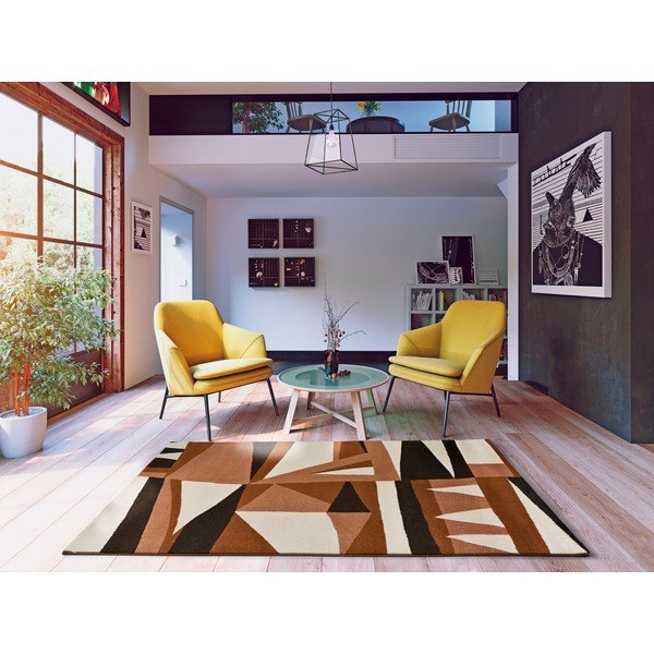 Oranžinės ir kreminės spalvos kilimas 135x190 cm Ashley - Universal-image-1